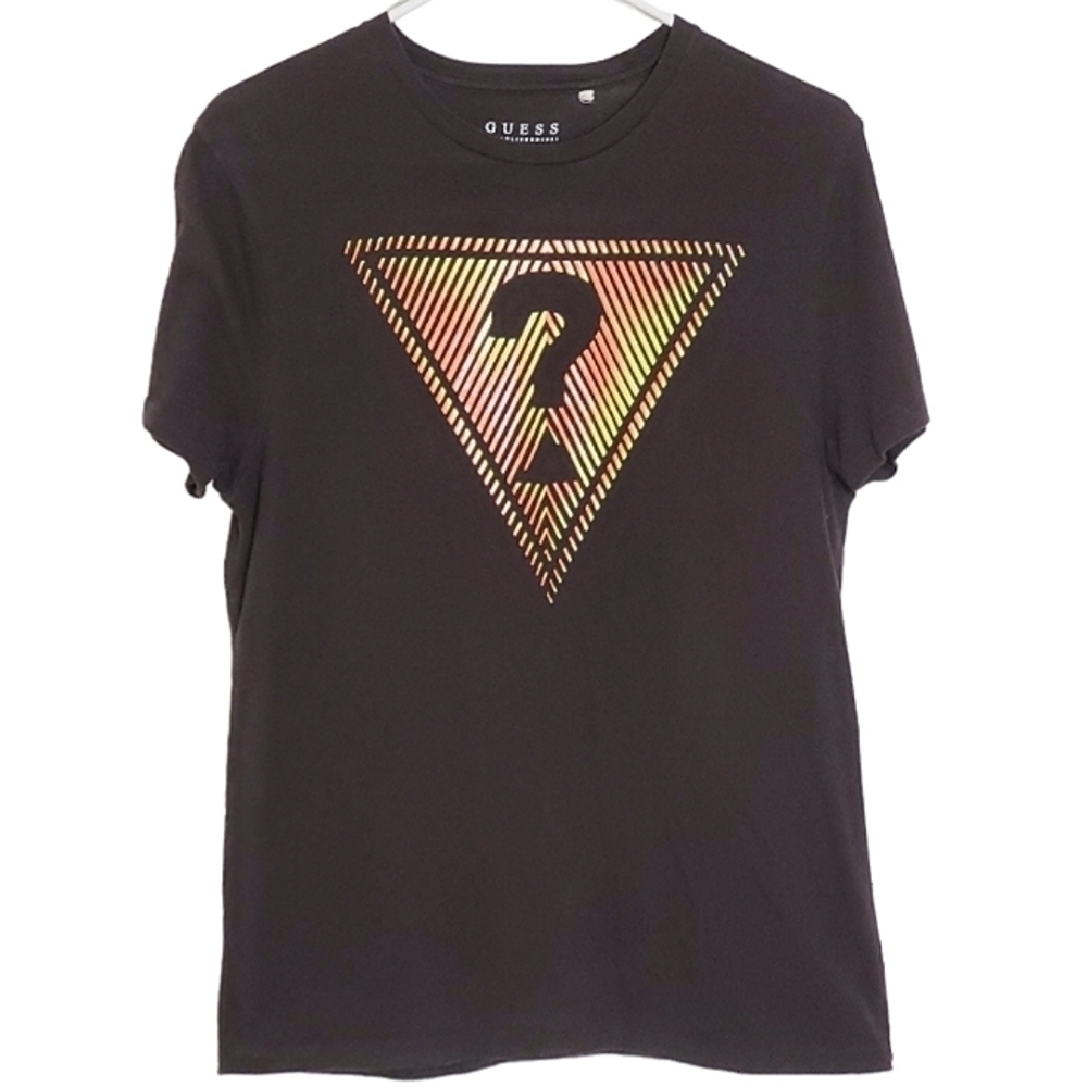 1488 * Guess Logo Graphic Tee Black Orange Yellow Size S